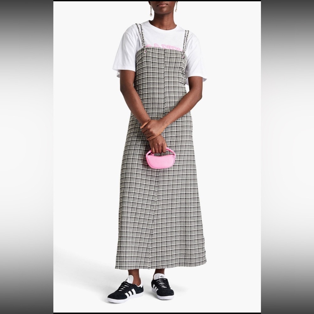 Black and White Plaid Maxi Dress Seersucker Ganni